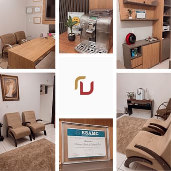 Ambiente moderno e sofisticado do escritório de advocacia com móveis de design e iluminação natural